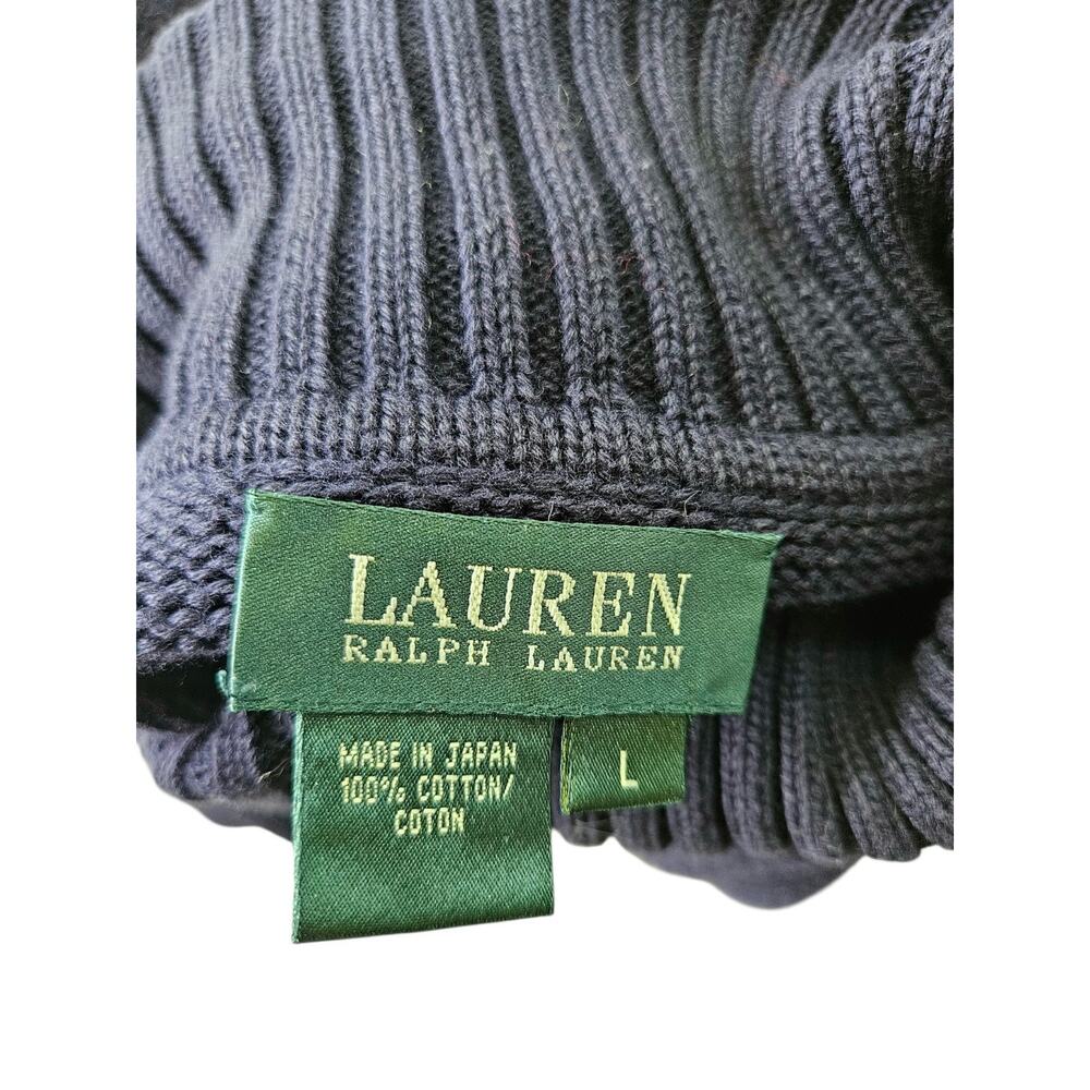 Lauren Ralph Lauren 3/4 Sleeve Navy Turtleneck Knit Sweater Women's Size Large - Picture 10 of 15